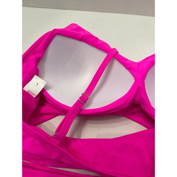 Cross Wrap Halter Bikini Set Pink Size L(8) - Picture 6 of 8